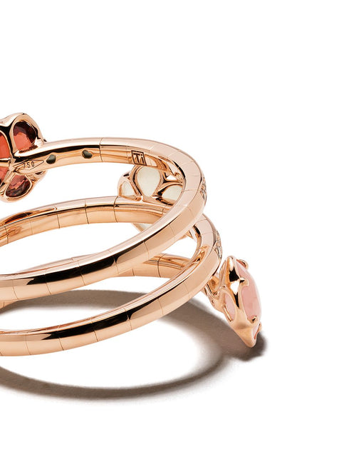 18kt rose gold Figlia dei Fiori chalcedony, garnet, moonstone and diamond ring